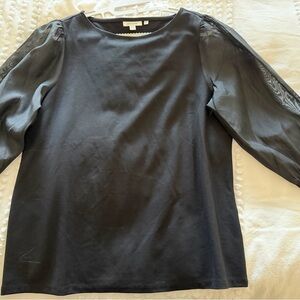 Chico's Black Blouse with Sheer Sleeves